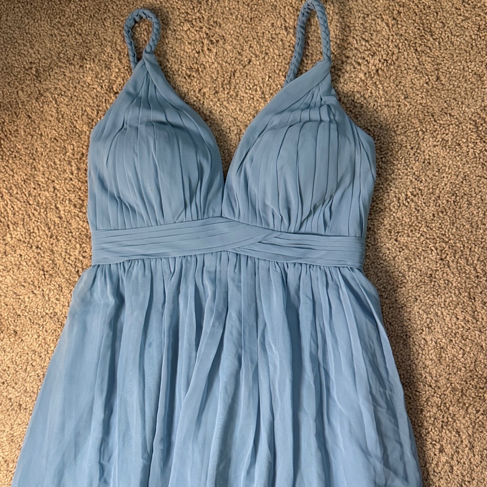 Azazie Light Blue Chiffon Spaghetti Strap Dress